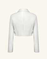 Sophie Cropped Leather Jacket - White & Red