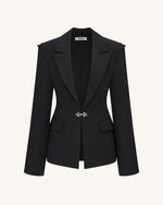 Layla Lock Buckle Deep-V Blazer - Black