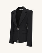 Layla Lock Buckle Deep-V Blazer - Black