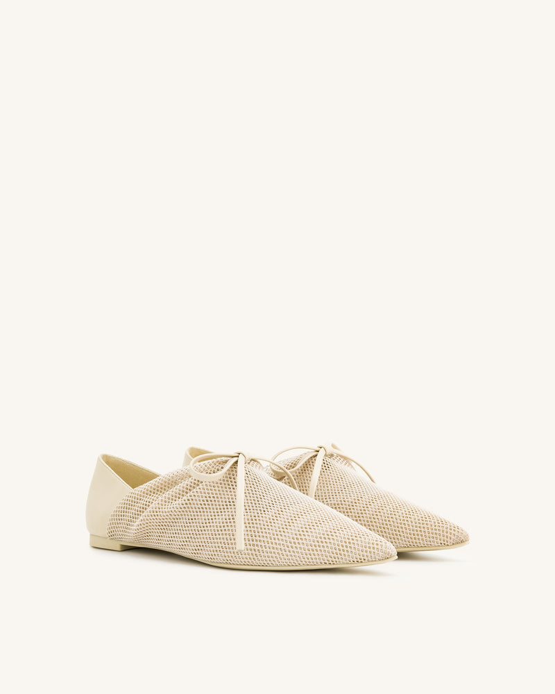 Reilly Fishnet Ballerina Flats - Beige