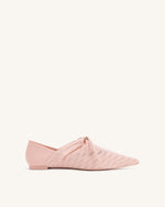 Reilly Fishnet Ballerina Flats - Pink Beige