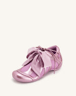 Rosie Metallic Bow Tie Low Top Sneakers - Pink