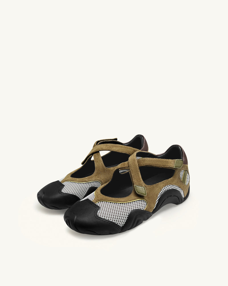 Caitlin Mesh Cut-out Sneakers - Brown