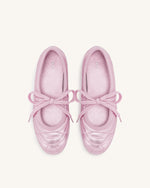 Erika Topstitching lace-up ballet Flats- Pink