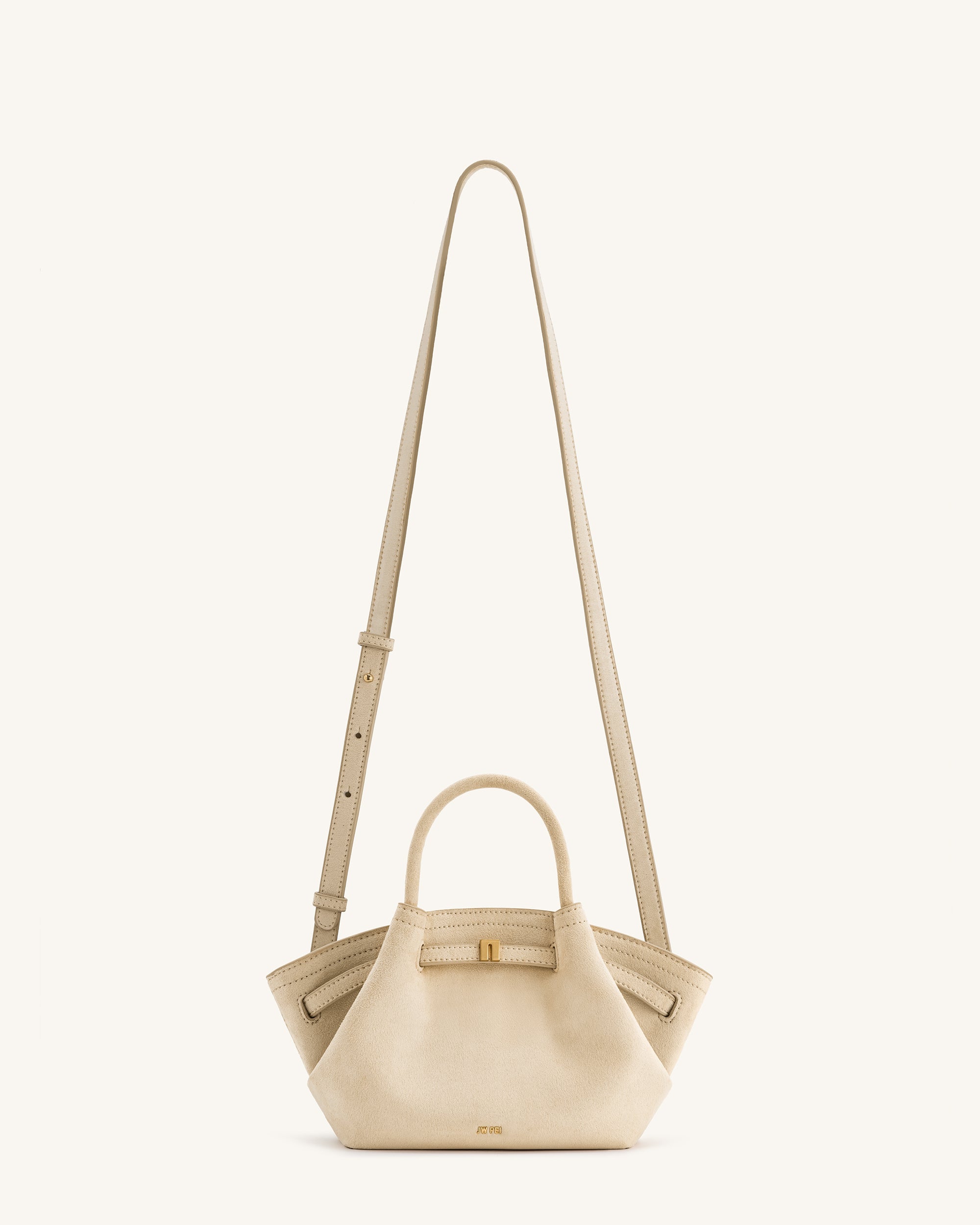 Mini Tote Bag White Faux Suede Women bag Beige - JW PEI Hana