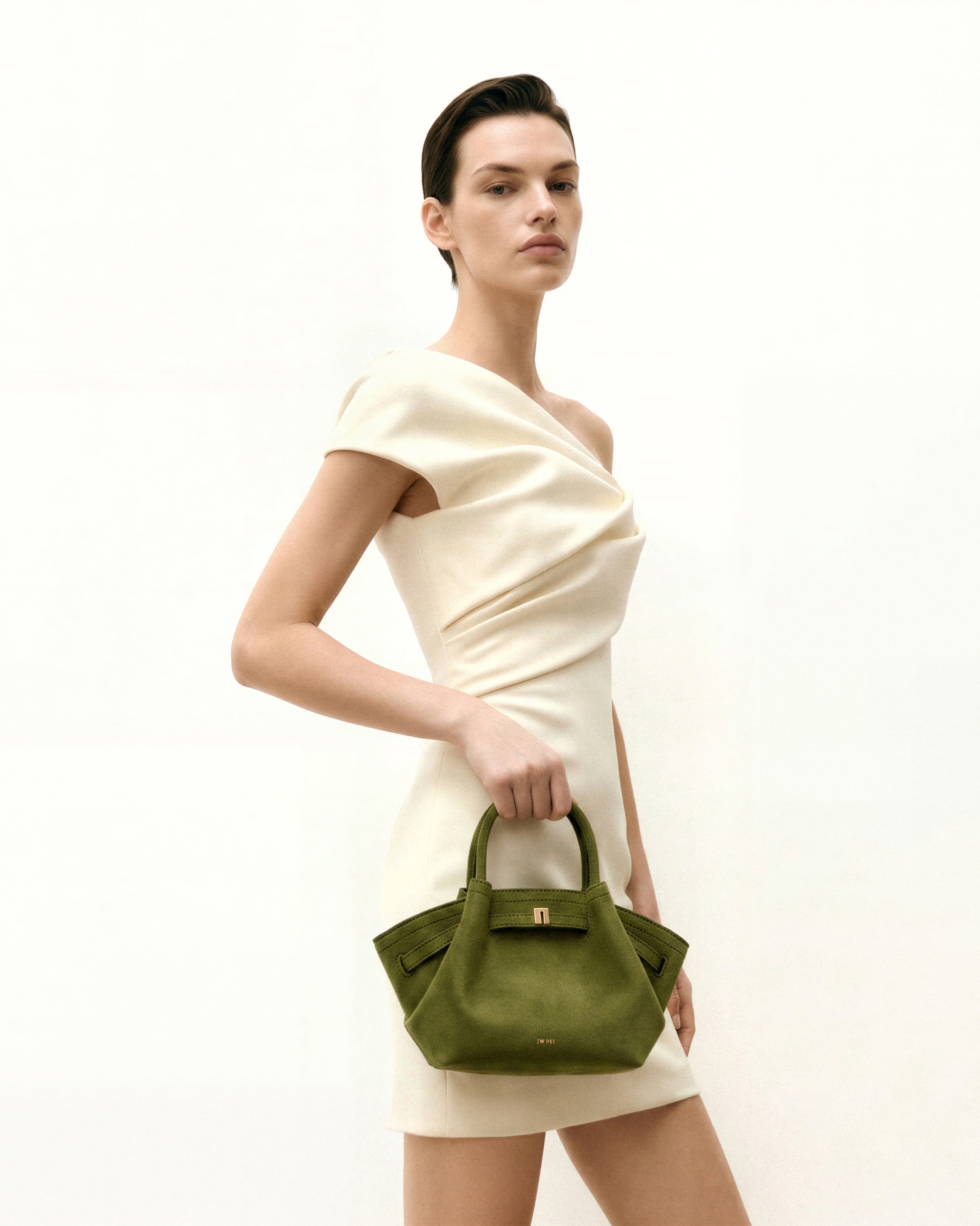Hana Mini Faux Suede Tote Bag - Dark Olive