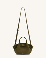 Hana Mini Faux Suede Tote Bag - Dark Olive