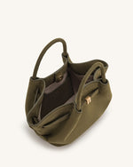 Hana Mini Faux Suede Tote Bag - Dark Olive