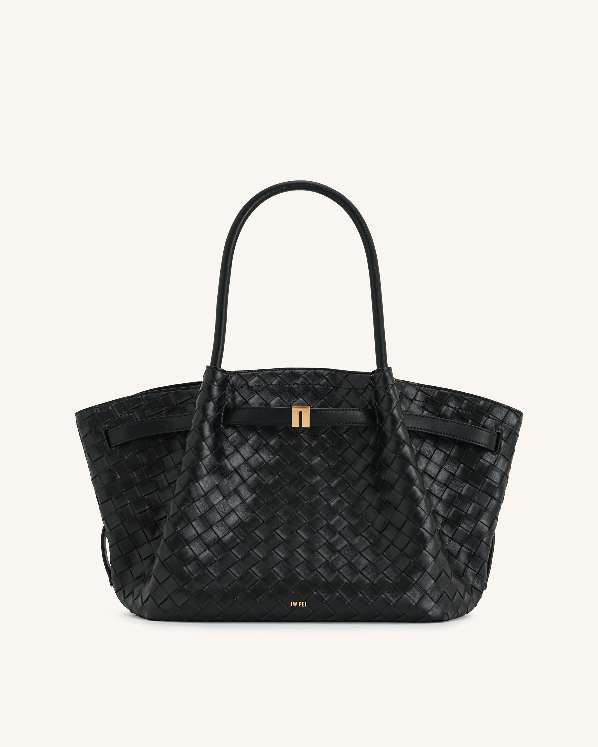 HANA Tシャツ、バッグ Hana Medium Weave Texture Tote Bag - Black | JW PEI