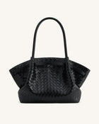 Hana Large Weave Texture Tote Bag - Black