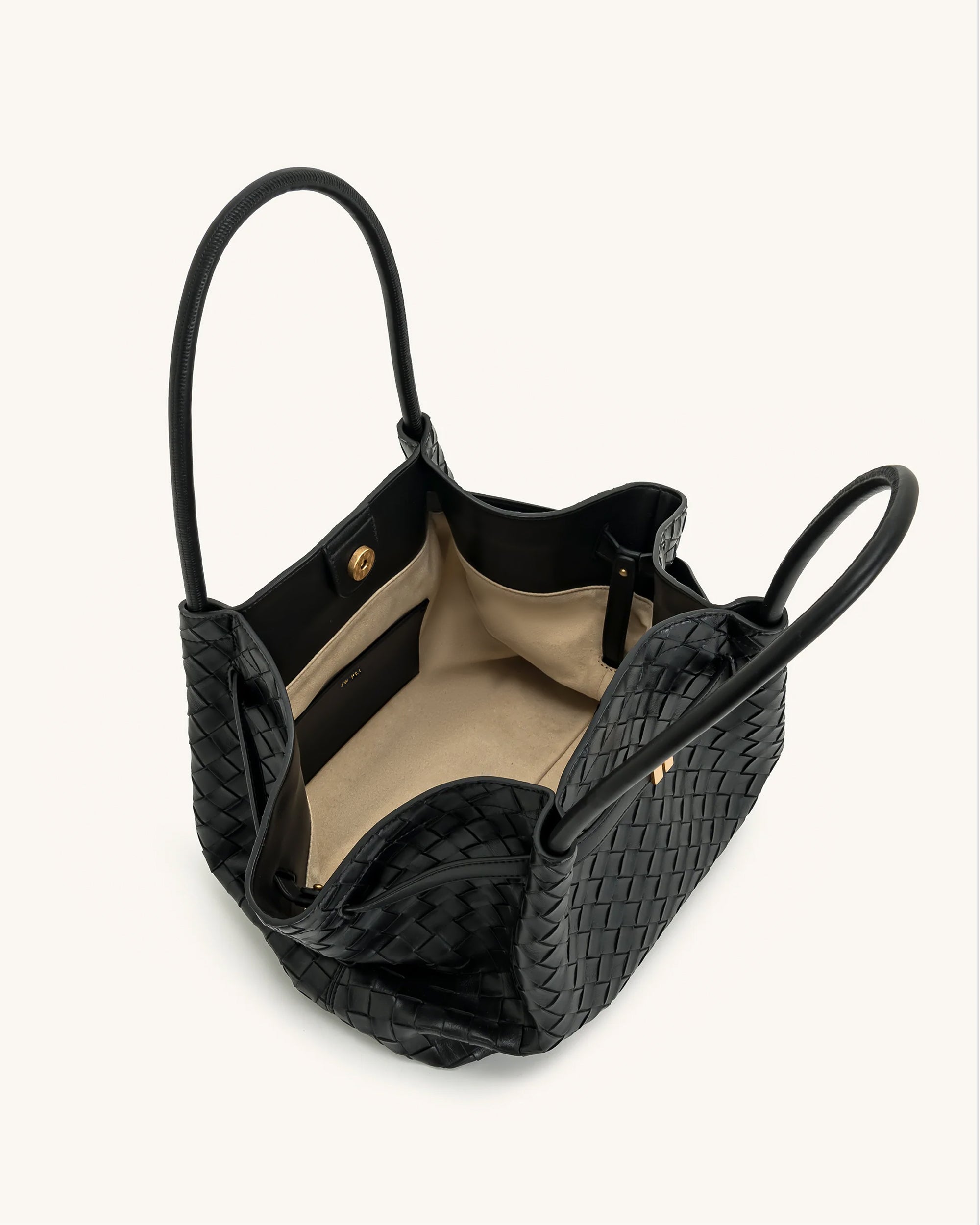 Hana Large Weave Texture Tote Bag - Black