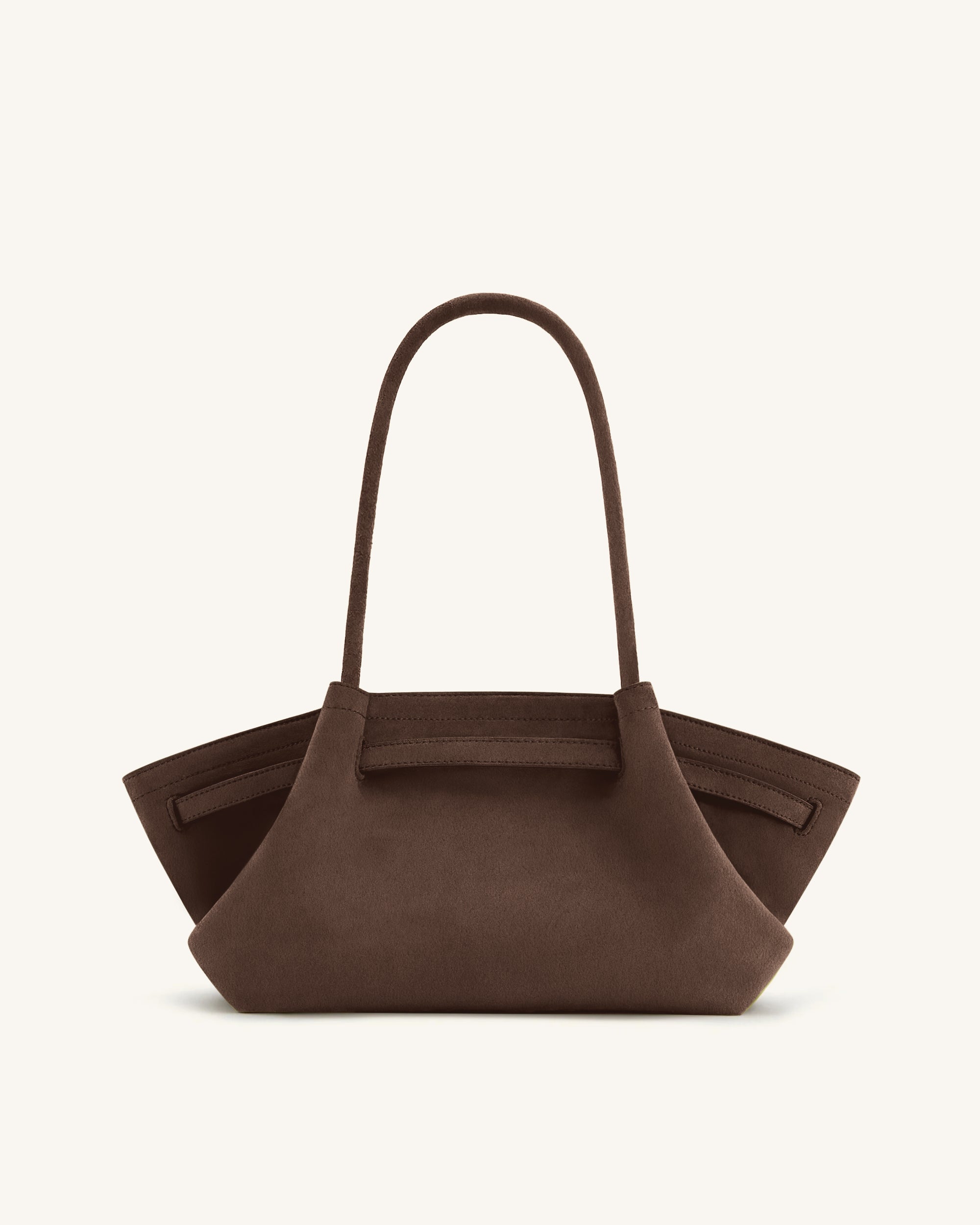 Hana Wide Faux Suede Tote Bag - Dark Brown