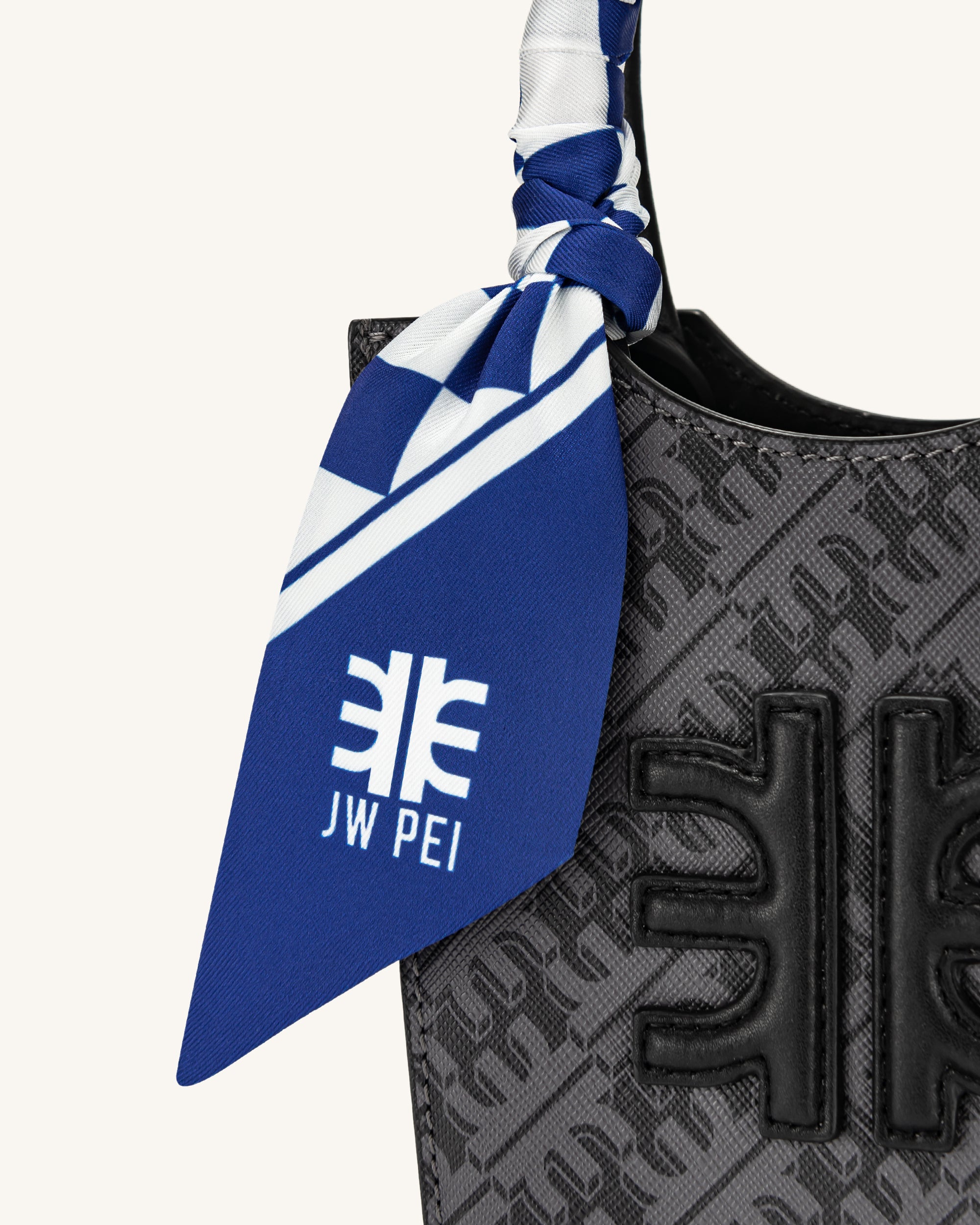 Gradient Checkerboard Faux Silk Twill Scarf - Classic Blue