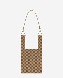 Shea Checkerboard Knitted Tote Bag - Brown