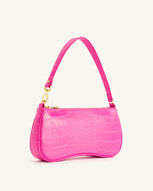 Eva Shoulder Handbag - Hot Pink Croc