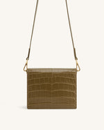 Mini Flap Crossbody - Dark Olive Croc