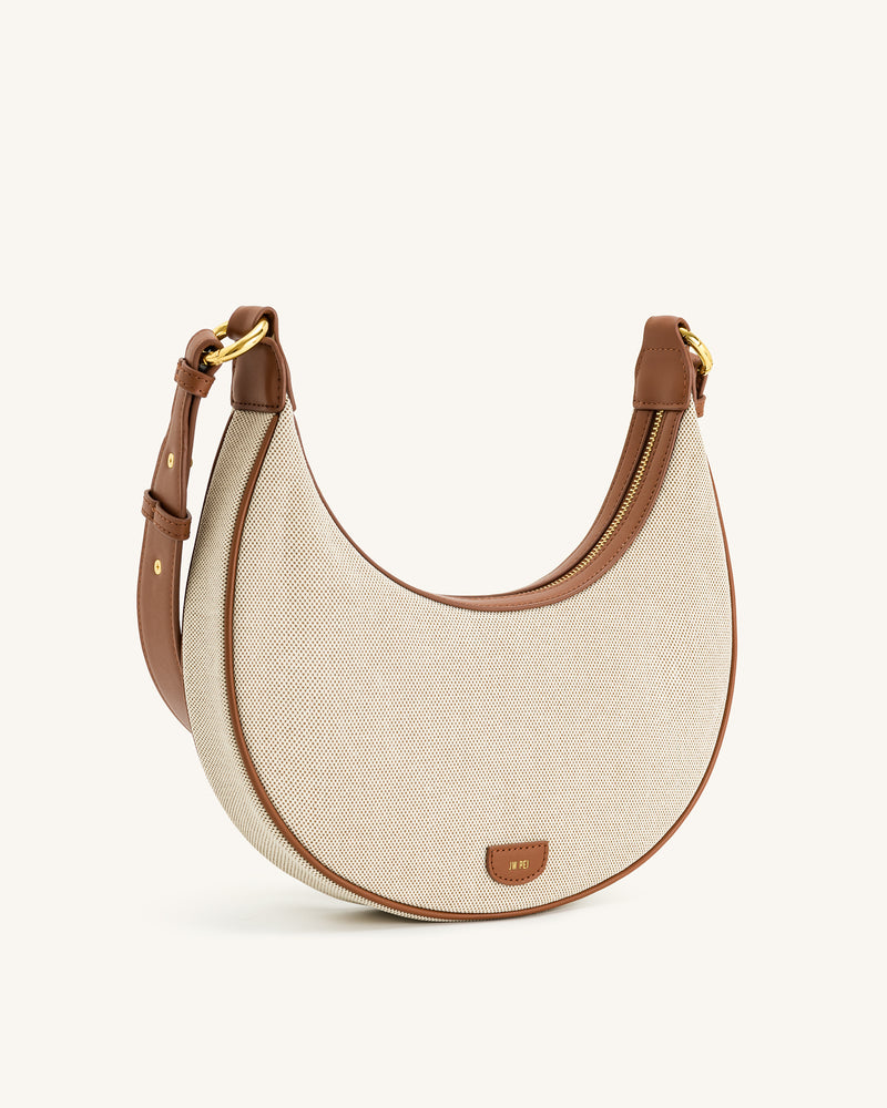 Carly Canvas Saddle Bag - Beige