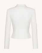 Sculpted Waist Cropped Blazer - White