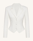 Sculpted Waist Cropped Blazer - White