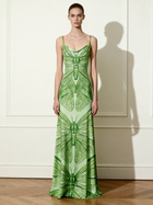 Dragonfly Totem Maxi Dress - Green