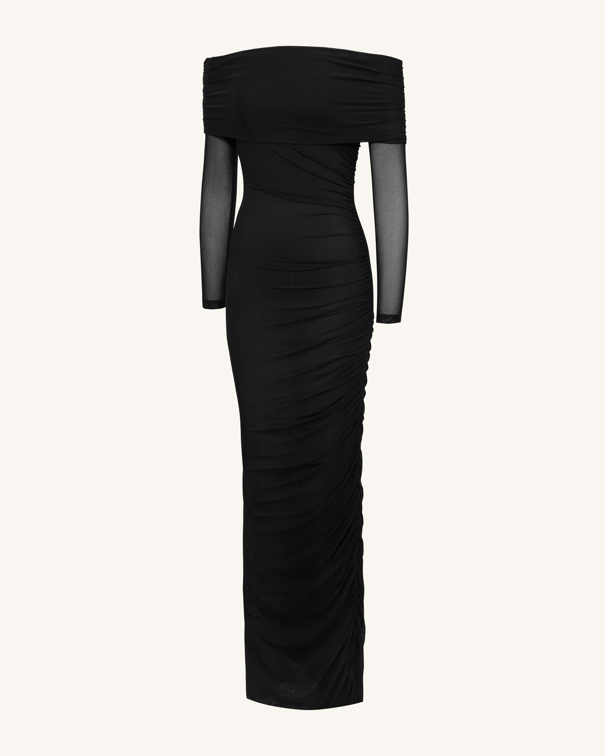 slinky and mesh off shoulder maxi dress Ocane Vtements