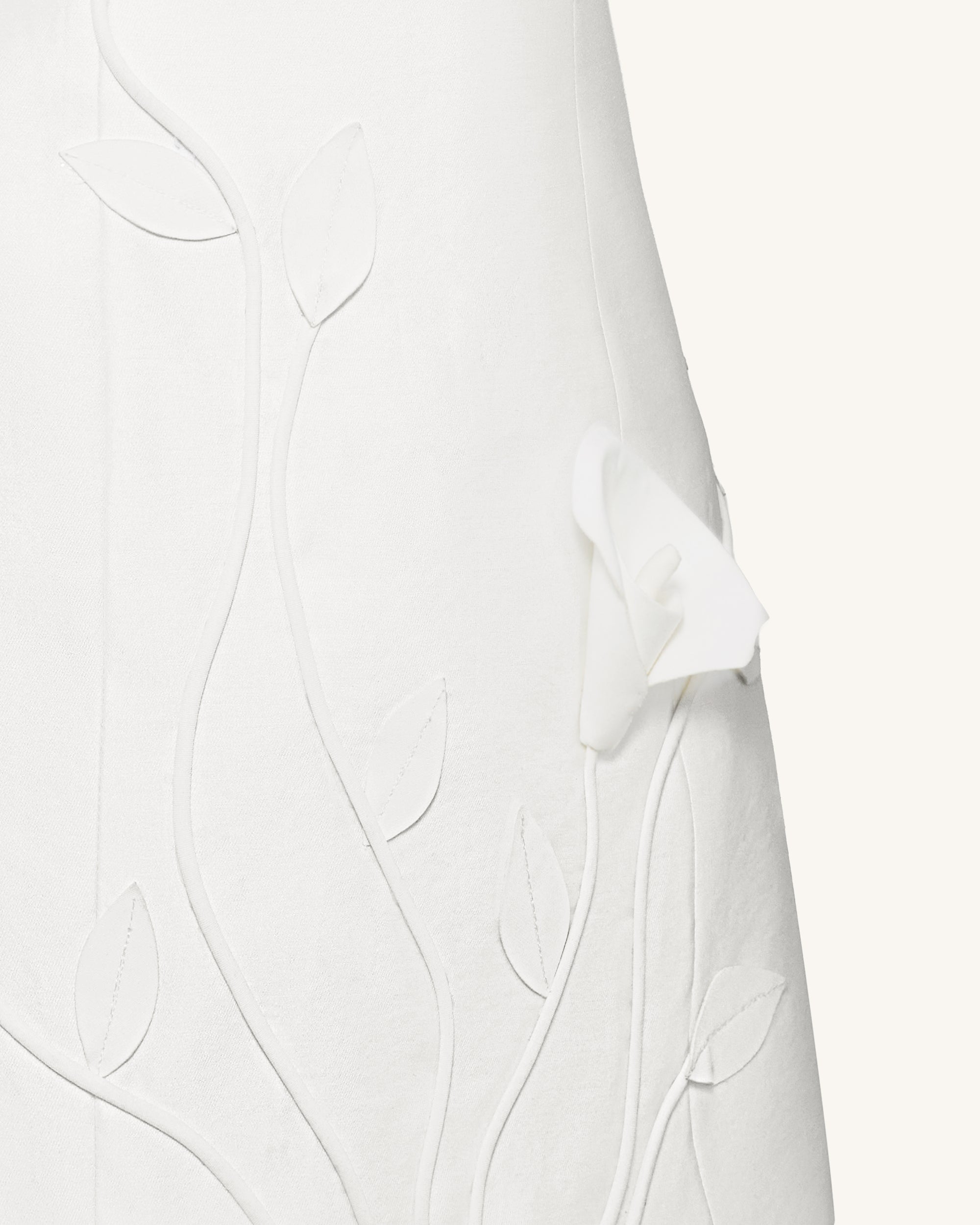 3D Vine Floral Strapless Mini Dress - White