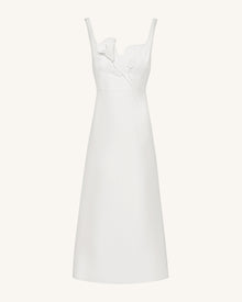 3D Vine-Appliqué Asymmetric Sweetheart Gown - White