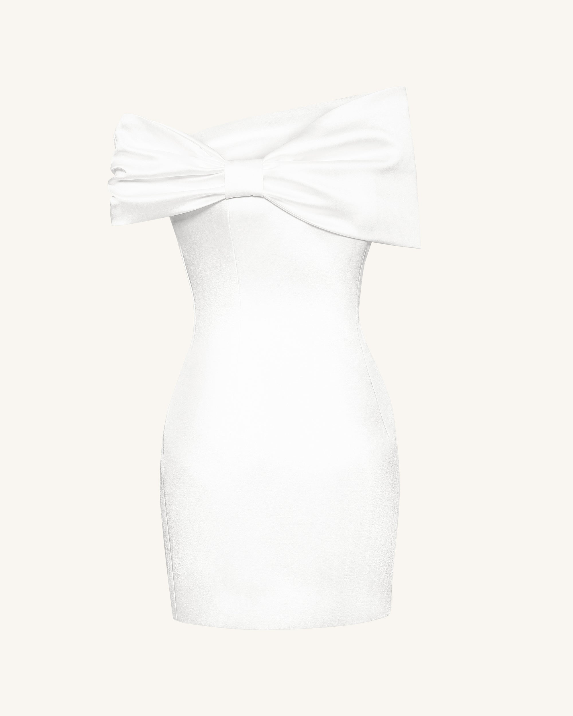 off shoulder bow mini dress - white Off Shoulder Bow Detail Mini Dress White