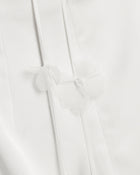 Satin Strappy Maxi Dress with Floral Streamers - White