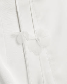Satin Strappy Maxi Dress with Floral Streamers - White