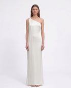 Fringe One Shoulder Maxi Dress - White