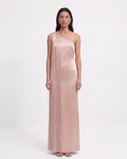 Fringe One Shoulder Maxi Dress - Pink