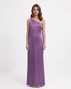 Fringe One Shoulder Maxi Dress - Purple