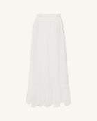 Drawstring Chiffon Maxi Skirt - White
