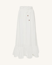 Drawstring Chiffon Maxi Skirt - White