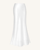 Liquid Satin Mermaid Maxi Skirt - White