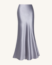 Liquid Satin Mermaid Maxi Skirt - Silver