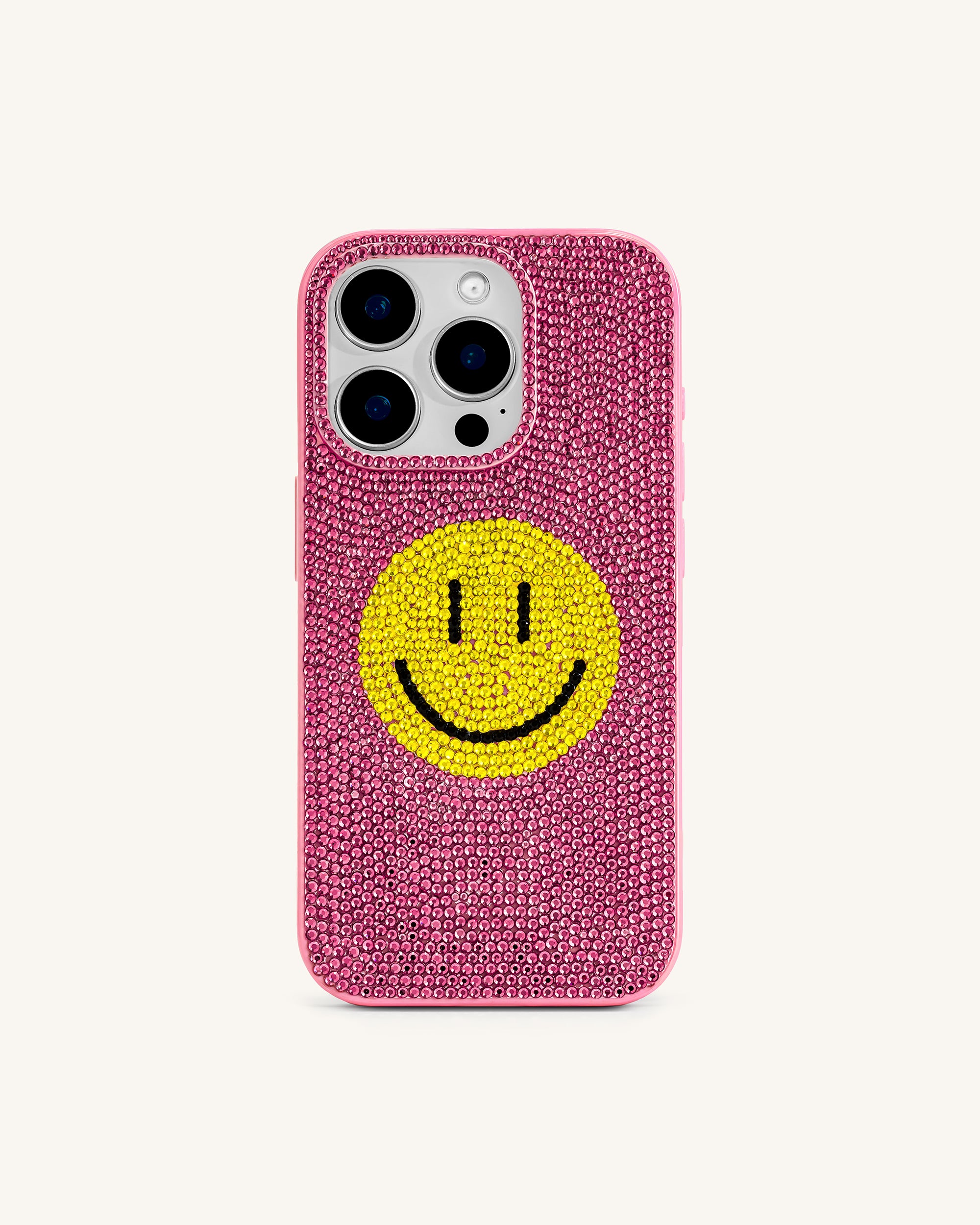 Smiley Artificial Crystal Phone Case - Pink
