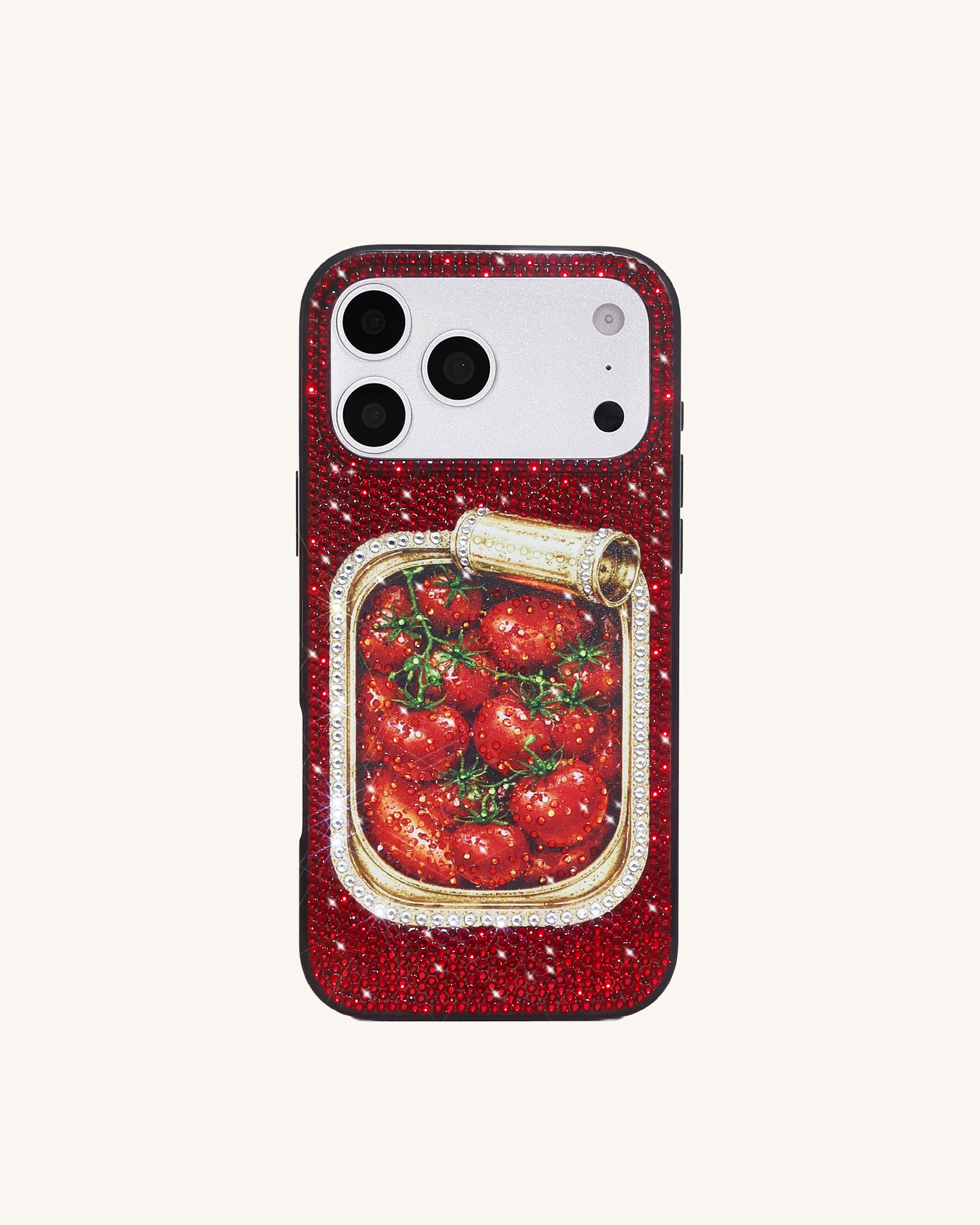 Tomato Tin Artificial Crystal Phone Case - Red
