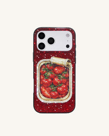 Tomato Tin Artificial Crystal Phone Case - Red