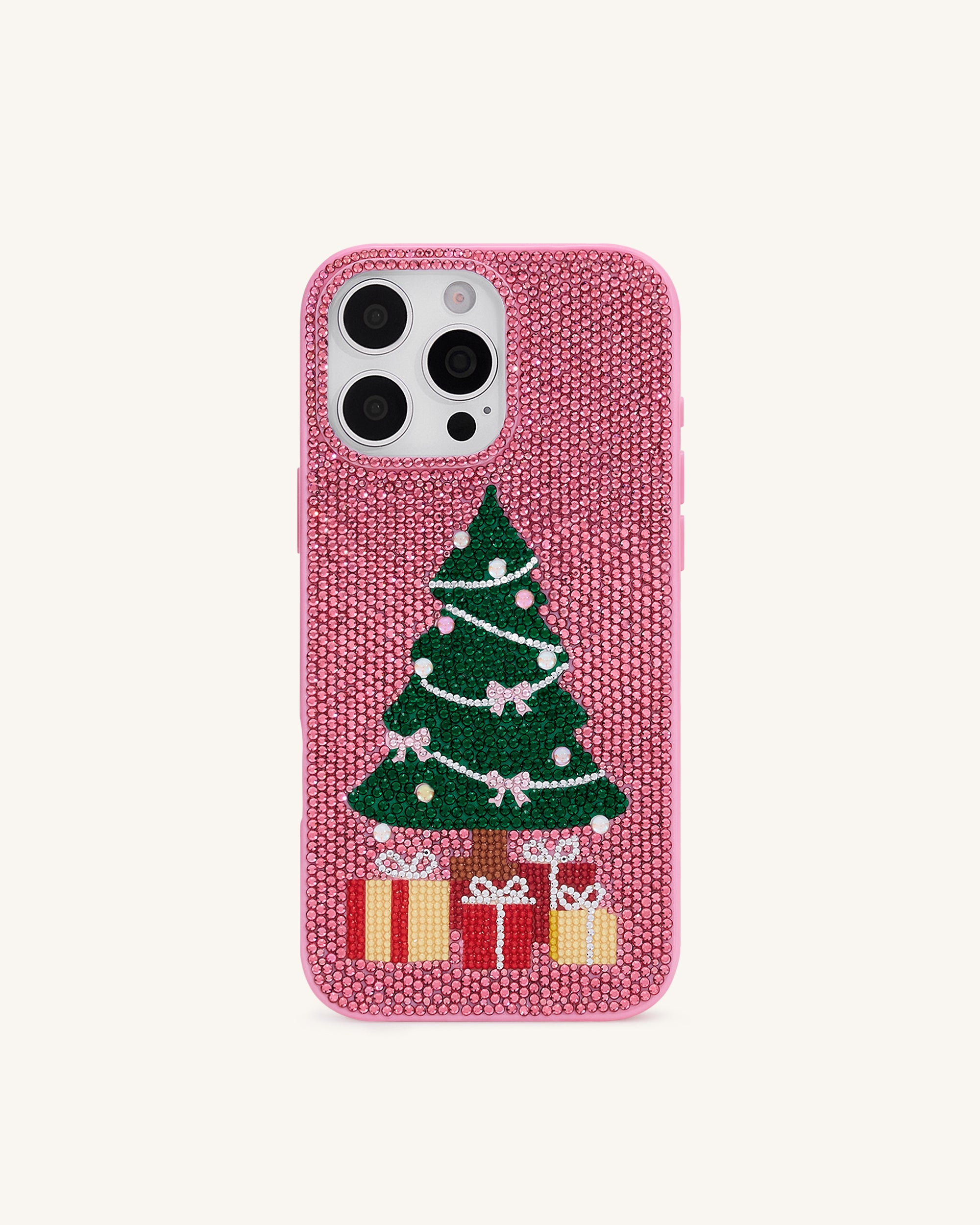 Christmas Tree Bling Phone Case - Pink