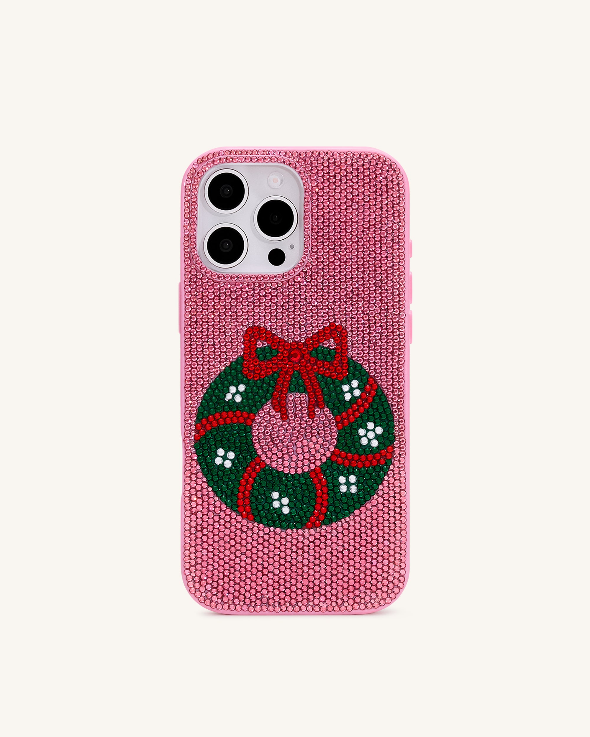 Holiday Wreath Bling Phone Case - Pink
