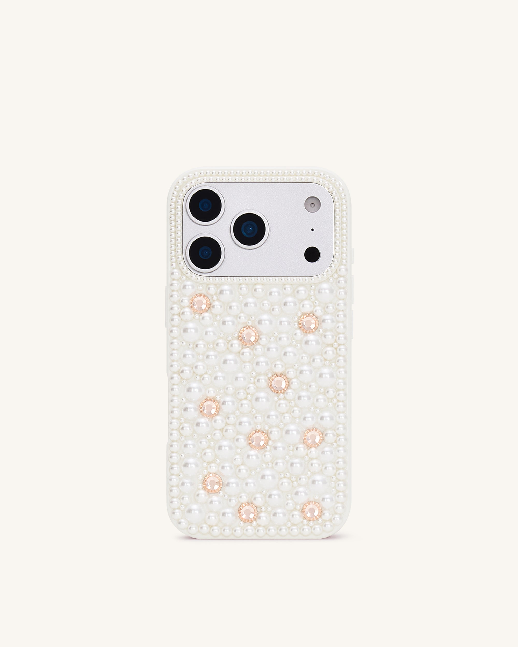 Pearl Embellished Phone Case - White
