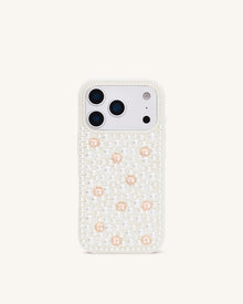 Pearl Embellished Phone Case - White