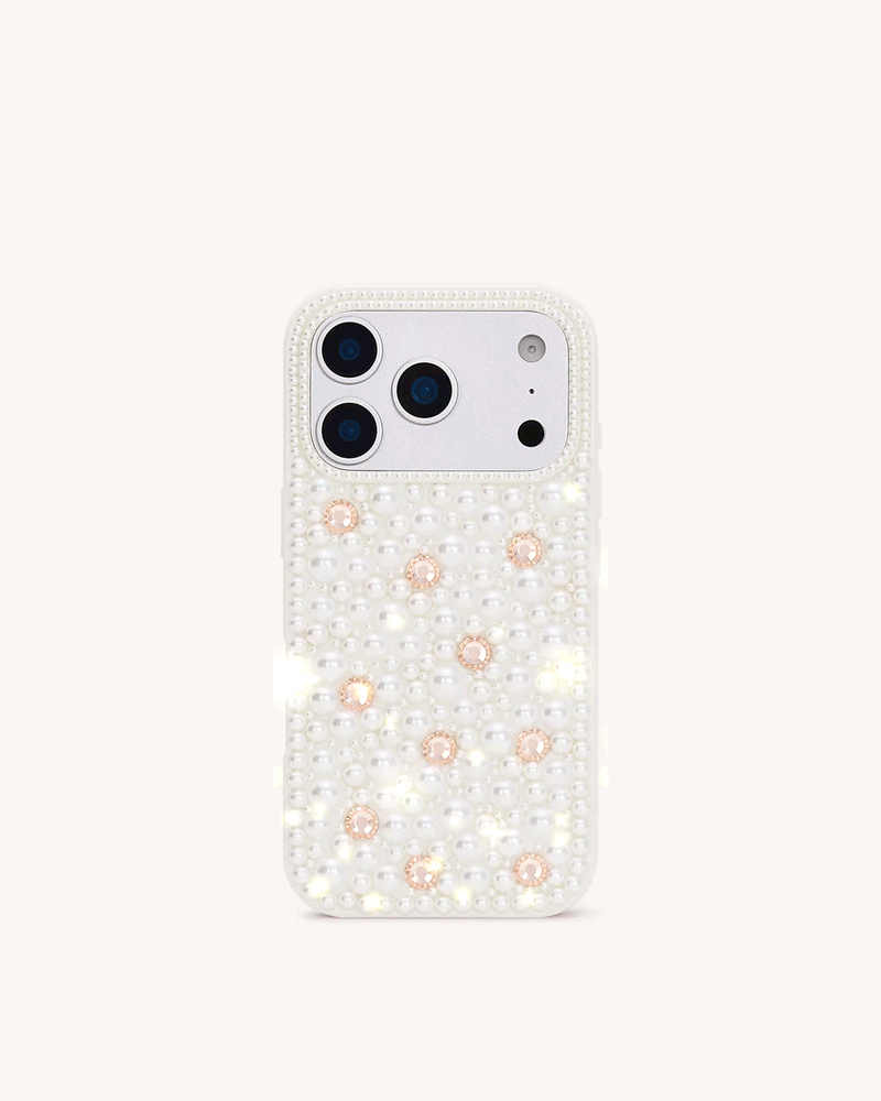 Pearl Embellished Phone Case - White