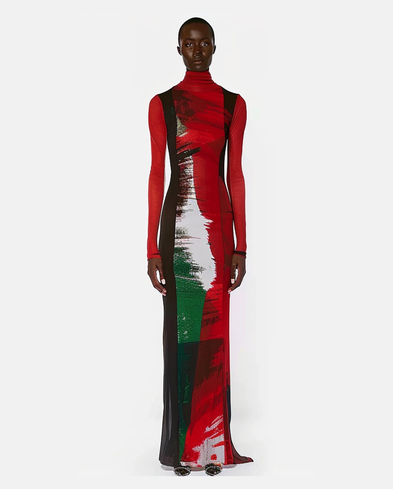 Luna Abstract Print Gown - Multicolor