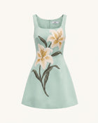 Lily Floral Print Sleeveless A-Line Mini Dress - Mint Green