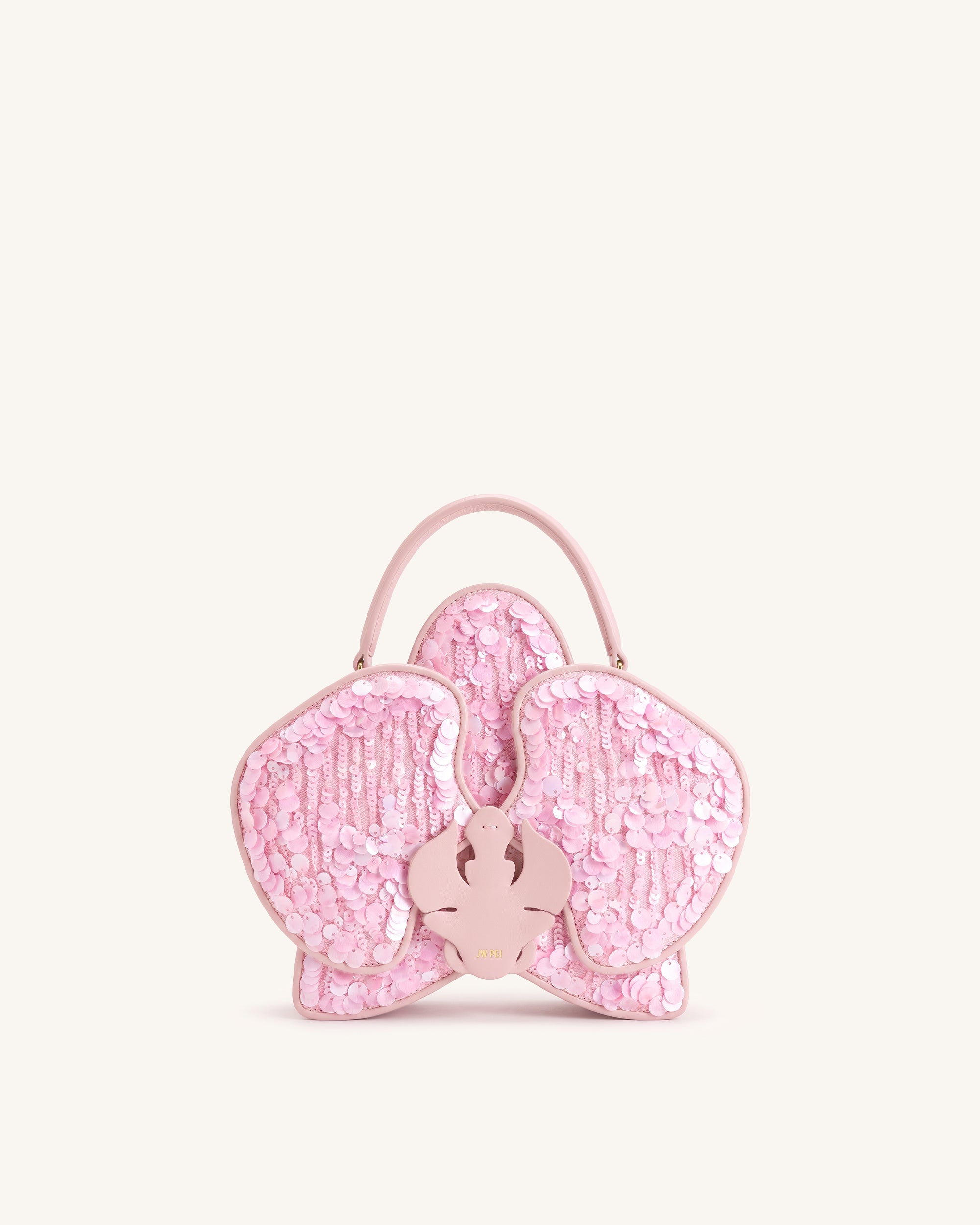 Flora Sequin Orchid Shaped Top Handle Bag - Pink