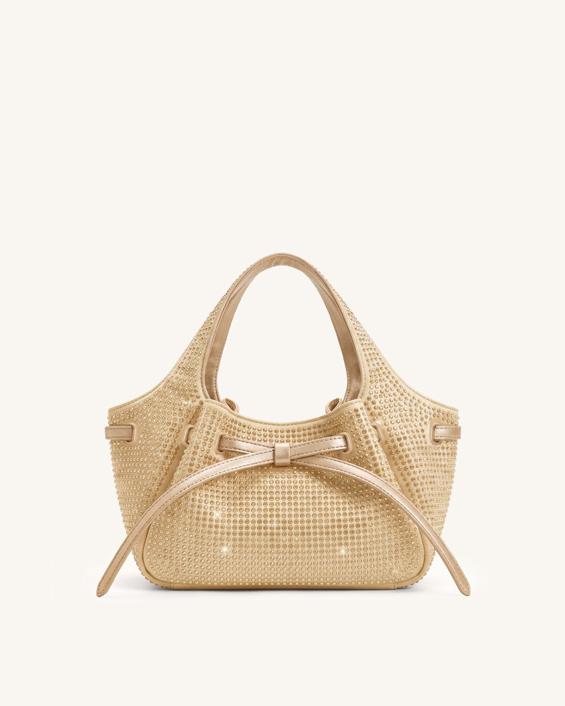 Mabel Artificial Crystal Soft Bow Tote Bag - Champagne