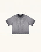 The Angelic Dripping Crystal Wings Tee - Washed Grey